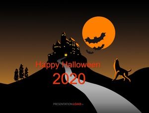 Grodowy nietoperz wyć szczęśliwego Halloween Halloween ppt szablon
