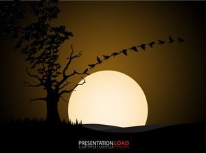 Dead tree branch crow take off creative animation halloween ppt template