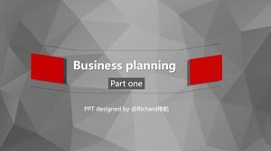Серый оригами творческий фон атмосферный красный бизнес шаблон PPT
