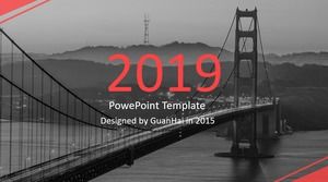 Red heart string-2019 template ppt gaya bisnis tinggi dan datar