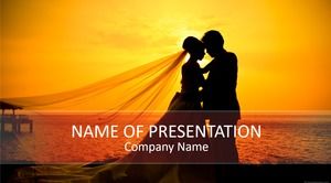 Wedding couple in the beautiful sunset-romantic love ppt template