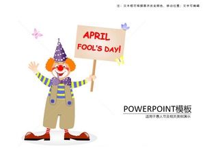 Klaun trzyma kartę 1 kwietnia szablon Fools Day ppt