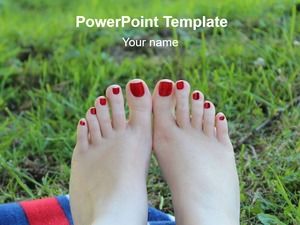 A pair of beautiful feet intimate contact with nature ppt template