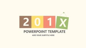 Simple flat style 201X work summary PPT template