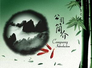 Template presentasi ppt bambu dan ikan mas gaya Cina