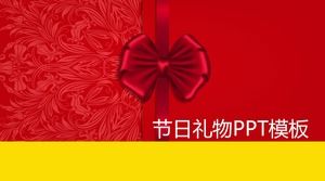 Gift knot holiday gift festive chinese red ppt template