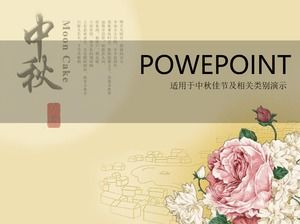 National flower peony mid-autumn festival ppt template