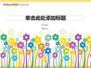 Cute colorful flower cartoon vector ppt template