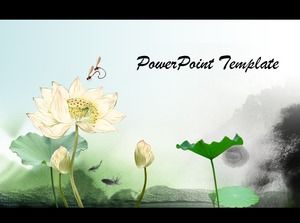 Frische und elegante ppt Vorlage des chinesischen Lotusblattes ppt style
