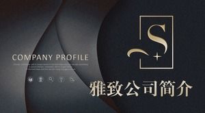 Black exquisite curve background company profile PPT template