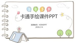 PPT courseware template with cartoon notepad background