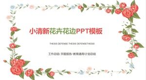 Small fresh hanfan flower border PPT template