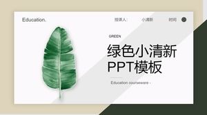 Modelo de PPT de fundo verde folha fresca