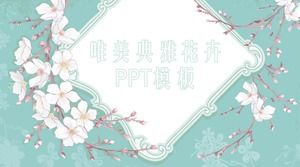Han Fan latar belakang desain bunga segar dan indah desain template PPT