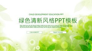 Зеленый свежий ручной росписью завод план работы PPT шаблон