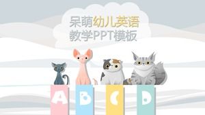 Dibujos animados lindo fondo animal plantilla de entrenamiento de inglés PPT