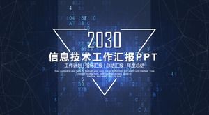 Blaue PPT-Vorlage für den Arbeitsbericht der virtuellen digitalen Informationstechnologie