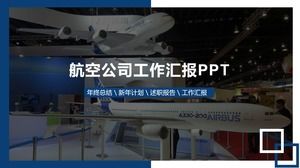 Template PPT tema ruang angkasa dengan latar belakang model pesawat