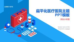 Modelo de PPT de relatório de resumo de trabalho de hospital médico azul e vermelho plana
