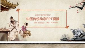Klasik mürekkep Çin tıbbı PPT şablonu