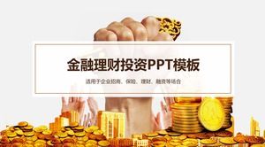 Plantilla PPT de inversión financiera y gestión financiera en el fondo de monedas de oro y llaves de oro