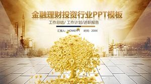 Golden city building money tree background financial management PPT template