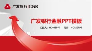 Template PPT Guangfa Bank dengan latar belakang panah merah solid