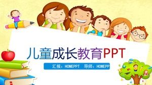 Cartoon children background children growth education PPT template