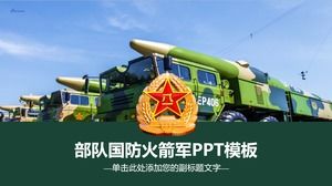 Templat PPT konstruksi pertahanan nasional dengan latar belakang mobil rudal