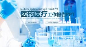 Modello PPT di medicina della vita sullo sfondo del laboratorio chimico