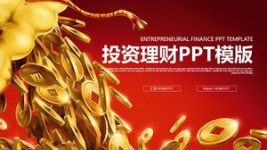PPT template of financial management investment with money bag gold coin background