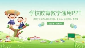 Green cartoon style child growth education PPT template