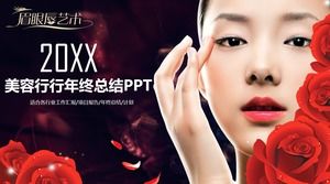 Beauty industry PPT template with makeup beauty background