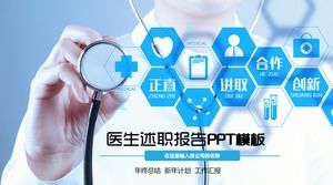 Niebieski raport pracy lekarza szablon PPT