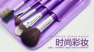 Plantilla PPT de maquillaje de moda púrpura