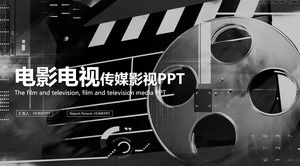 Model alb și negru de televiziune, film și televiziune șablon PPT