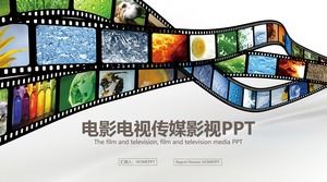 Plantilla PPT de medios de cine y televisión en el fondo de la película de cine