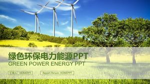 Modello PPT di generazione di energia del mulino a vento del pascolo