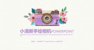 Fresh watercolor camera background photography PPT template