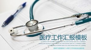 Stetoskop latar belakang laporan medis, laporan kerja dokter, template PPT