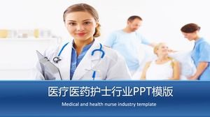 Modelo de PPT de relatório de trabalho de médico e enfermeira do hospital azul