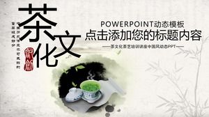 Mürekkep Çin tarzı çay kültürü tema PPT şablonu
