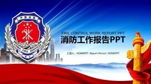 Modèle PPT de rapport de travail de feu bleu