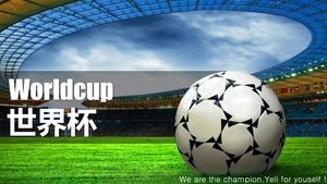 Szablon PPT tematu Puchar Świata w piłce nożnej na zielonym polu