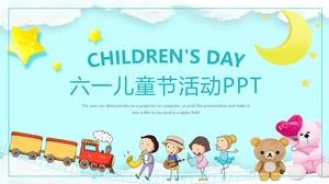 Милый мультфильм детский день PPT шаблон скачать бесплатно