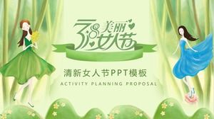 緑の新鮮な38女性の日のイベント計画PPTテンプレート