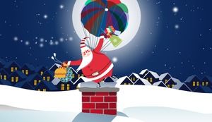 Cerobong Santa Claus dengan latar belakang musik kartu ucapan PPT