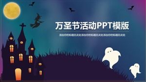Halloween PPT template of the castle witch background
