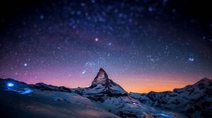 6 imagens de fundo PPT do céu noturno farol de montanha de neve