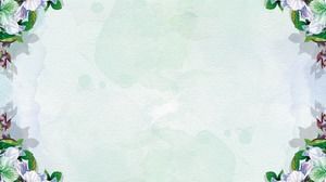 Зеленый акварельный цветок PPT фоновый рисунок